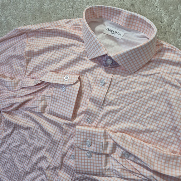 Collars And Co Other - Collars & Co Shirt Mens Medium Orange Check Button Up Performance Office Preppy